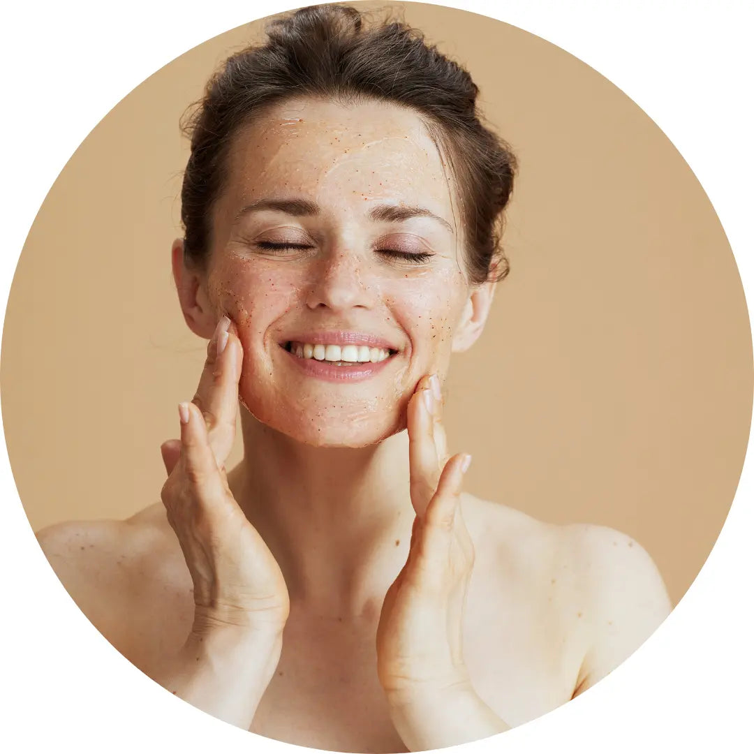 woman using own branded face scrub 