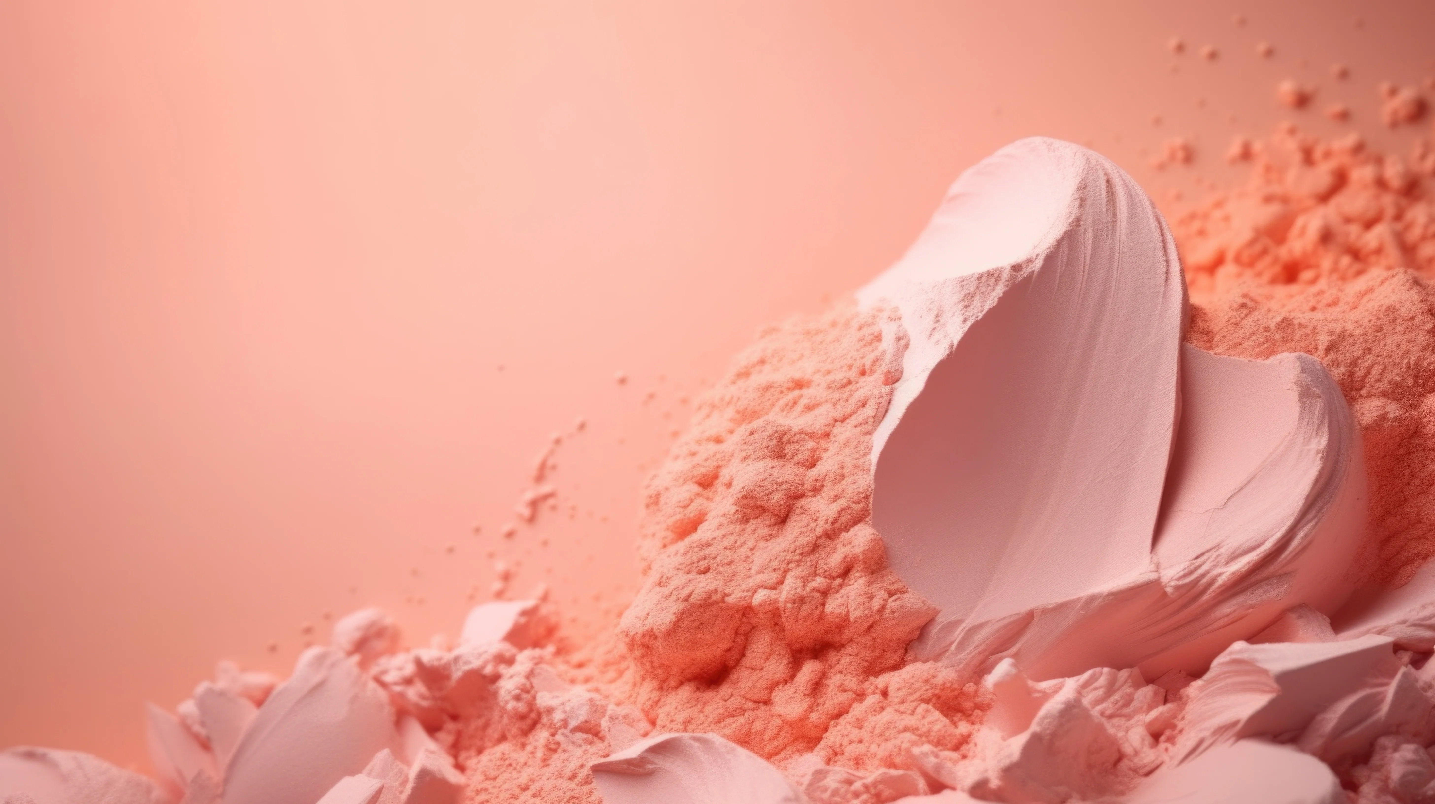 pink-clay-cosmetic-powder and pink clay mask on peachy back drop
