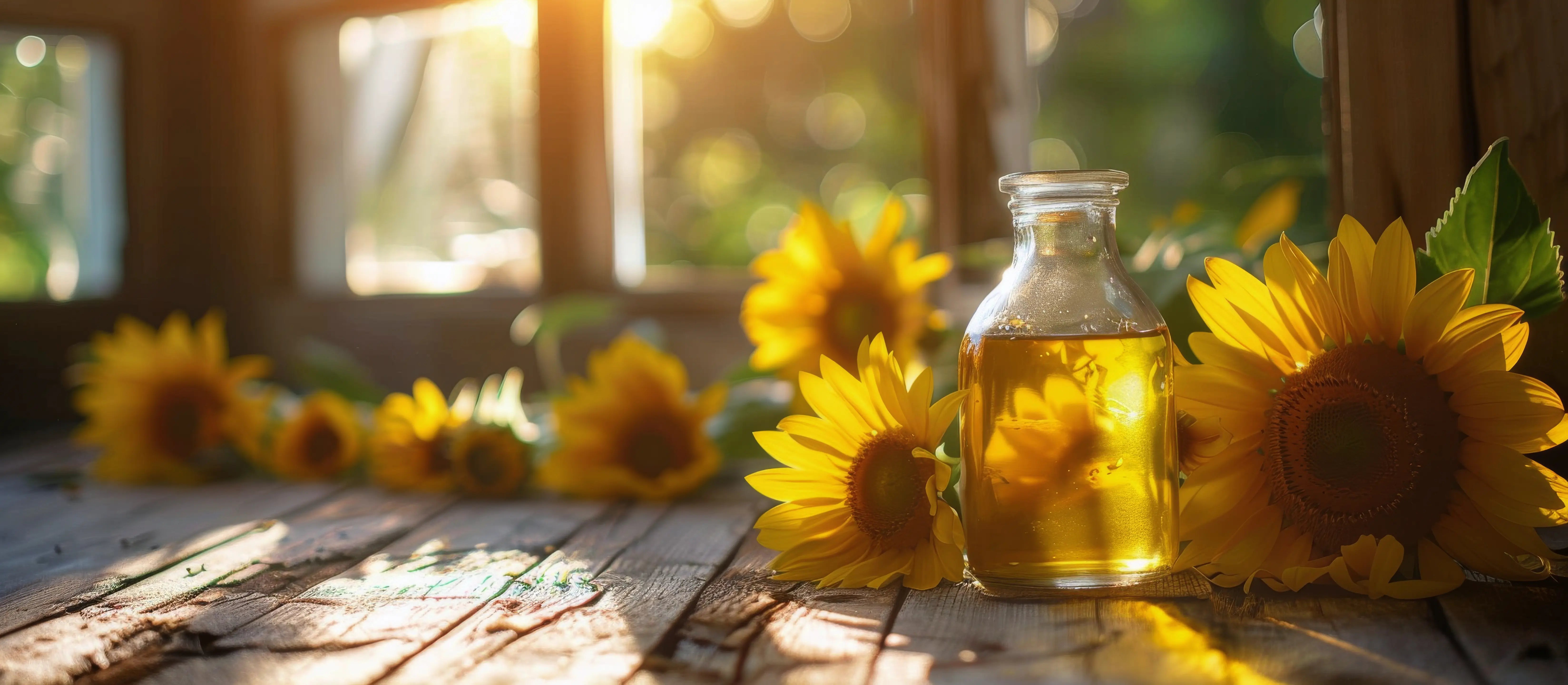 sunflower-oil-bottle-on-wooden-table