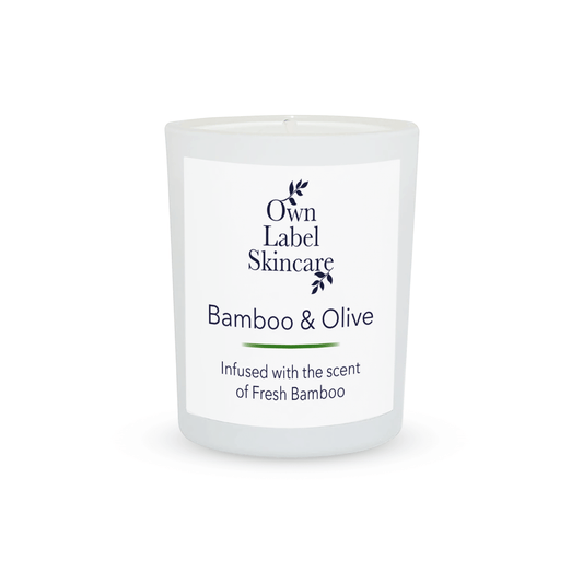 Bamboo and Olive Votive Candle. Own Label Skincare.