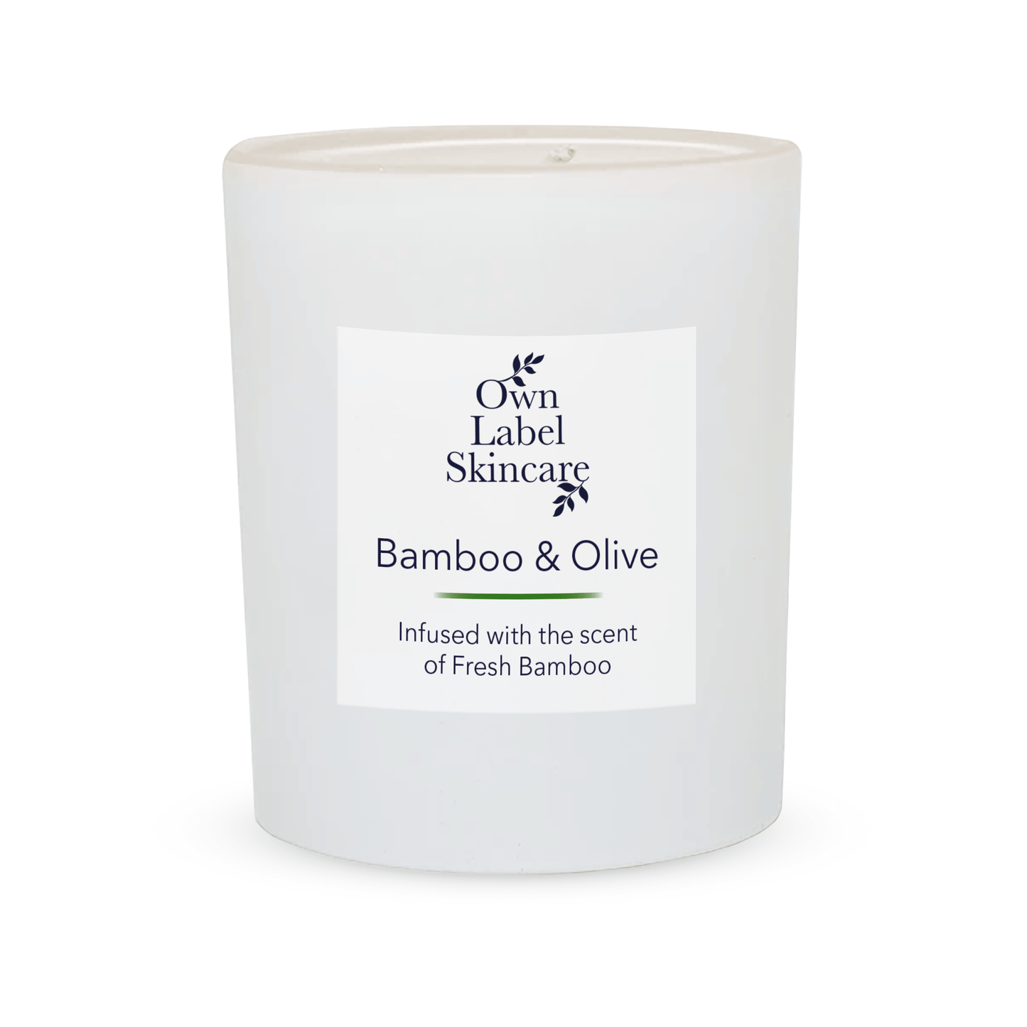 Bamboo and Olive Room Candle. Own Label Skincare.