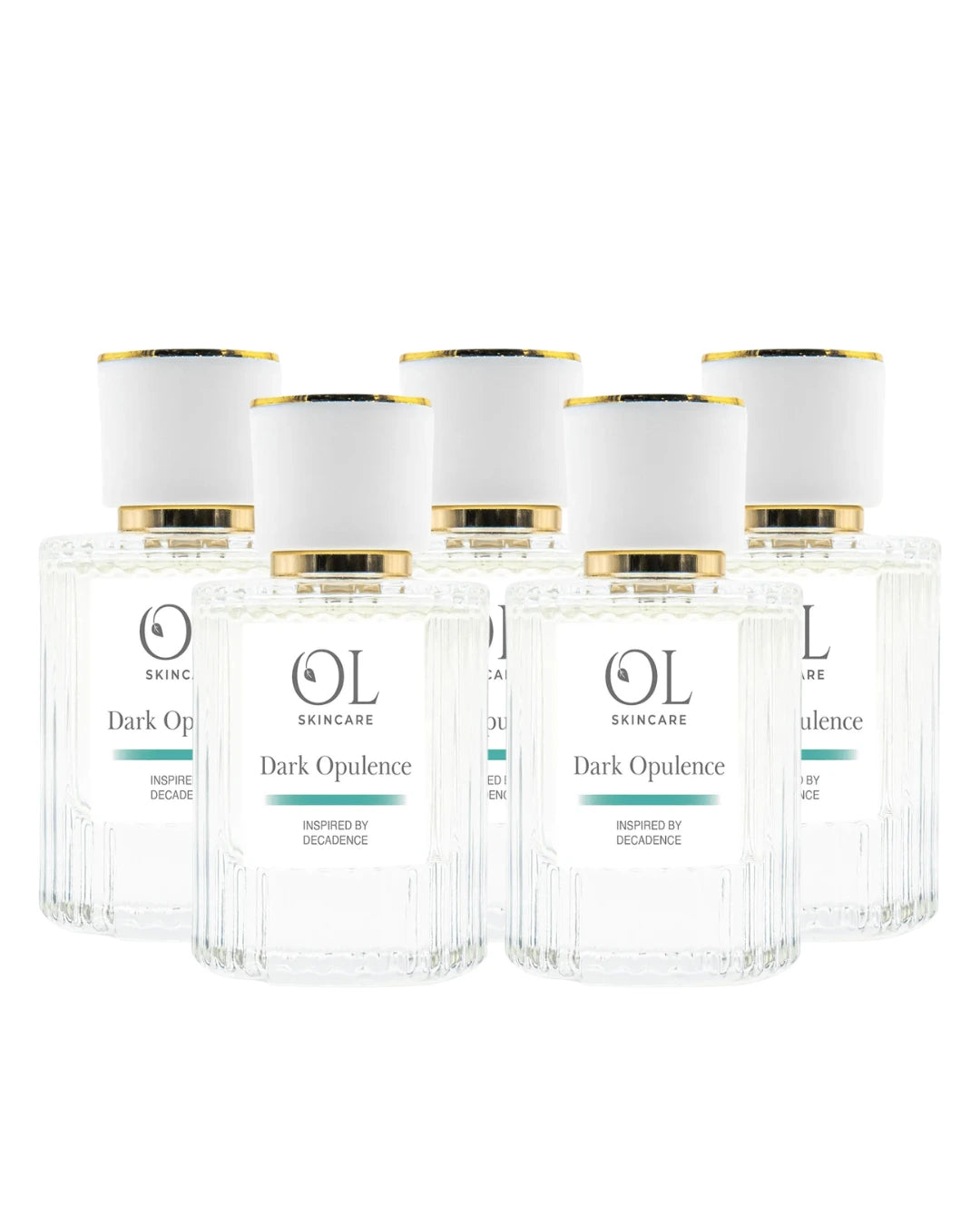 Set of OL Skincare Dark Opulence bottles on a white background