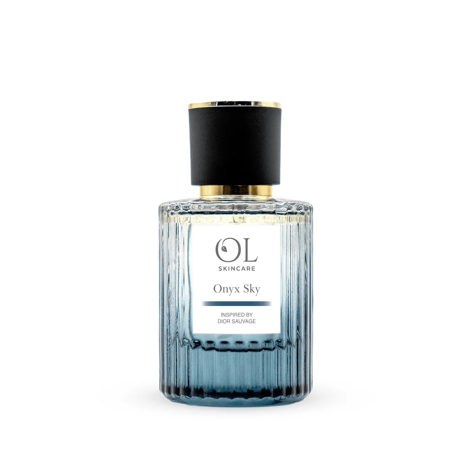 Aftershave bottle labeled 'Onyx Sky' by OL Skincare on a white background
