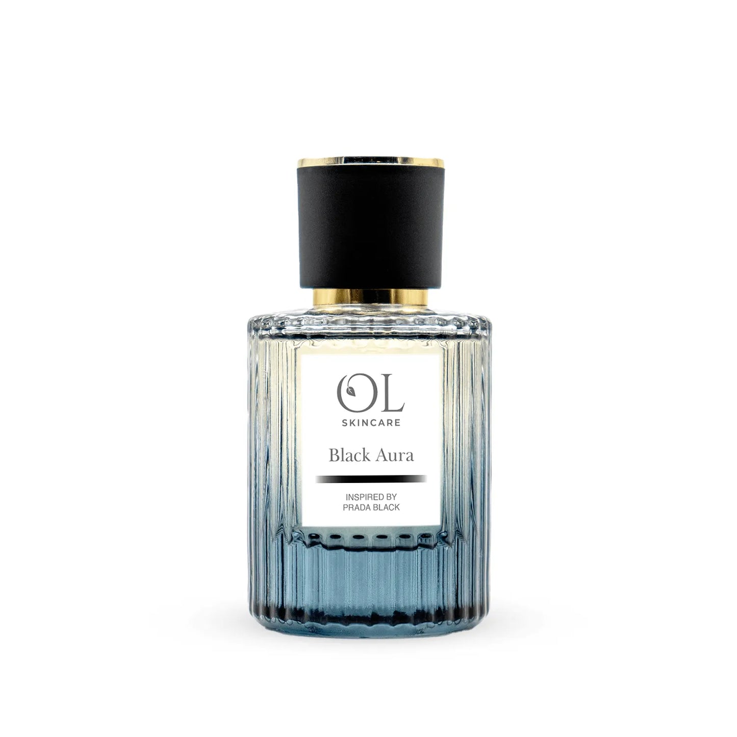 Afterhsave bottle labeled 'Black Aura' by OL Skincare on a white background