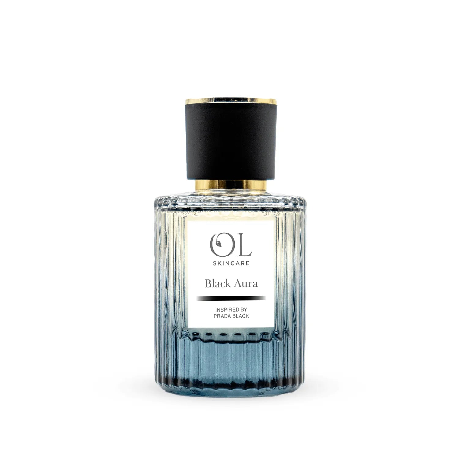 Afterhsave bottle labeled 'Black Aura' by OL Skincare on a white background