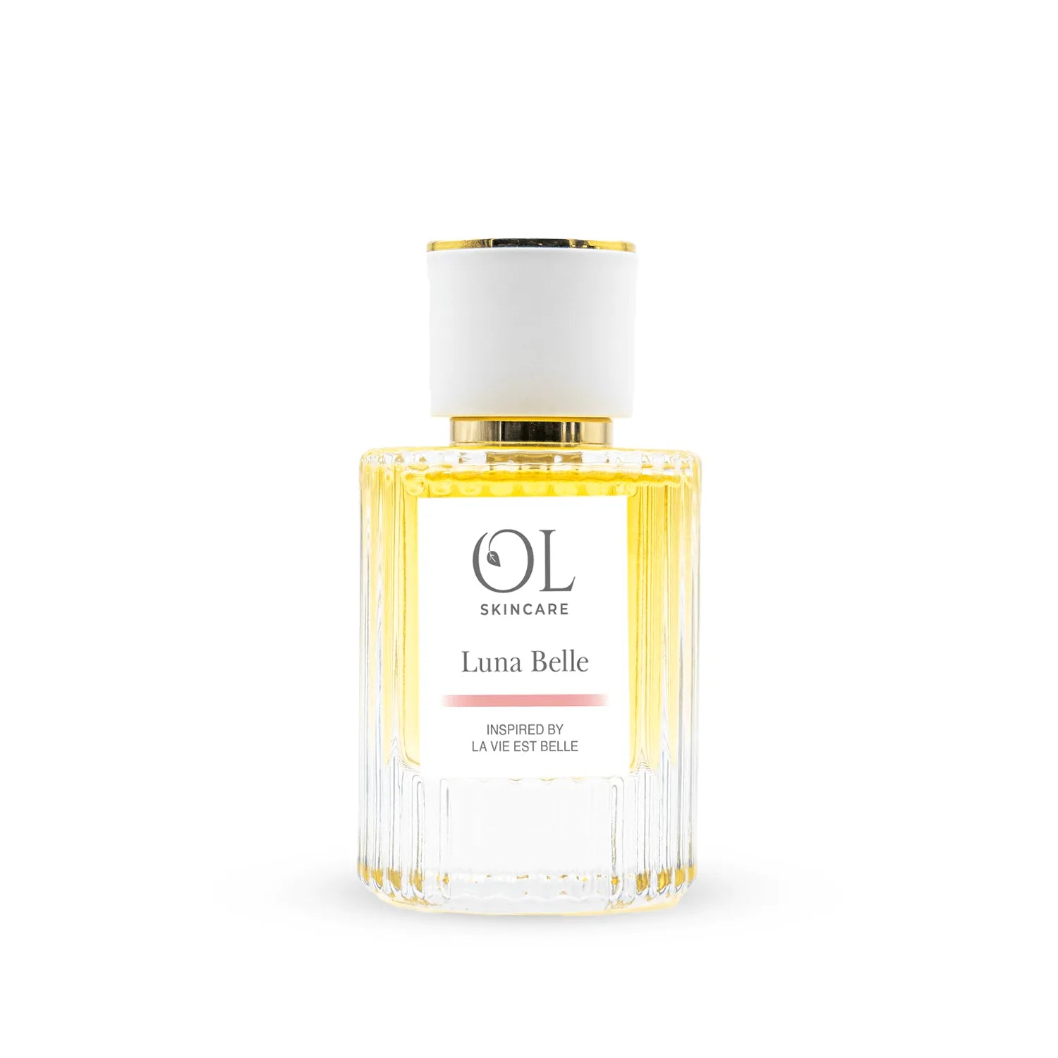 Perfume bottle labeled 'Luna Belle' by OL Skincare on a white background