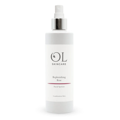 white bottle of rose toner on white back ground 