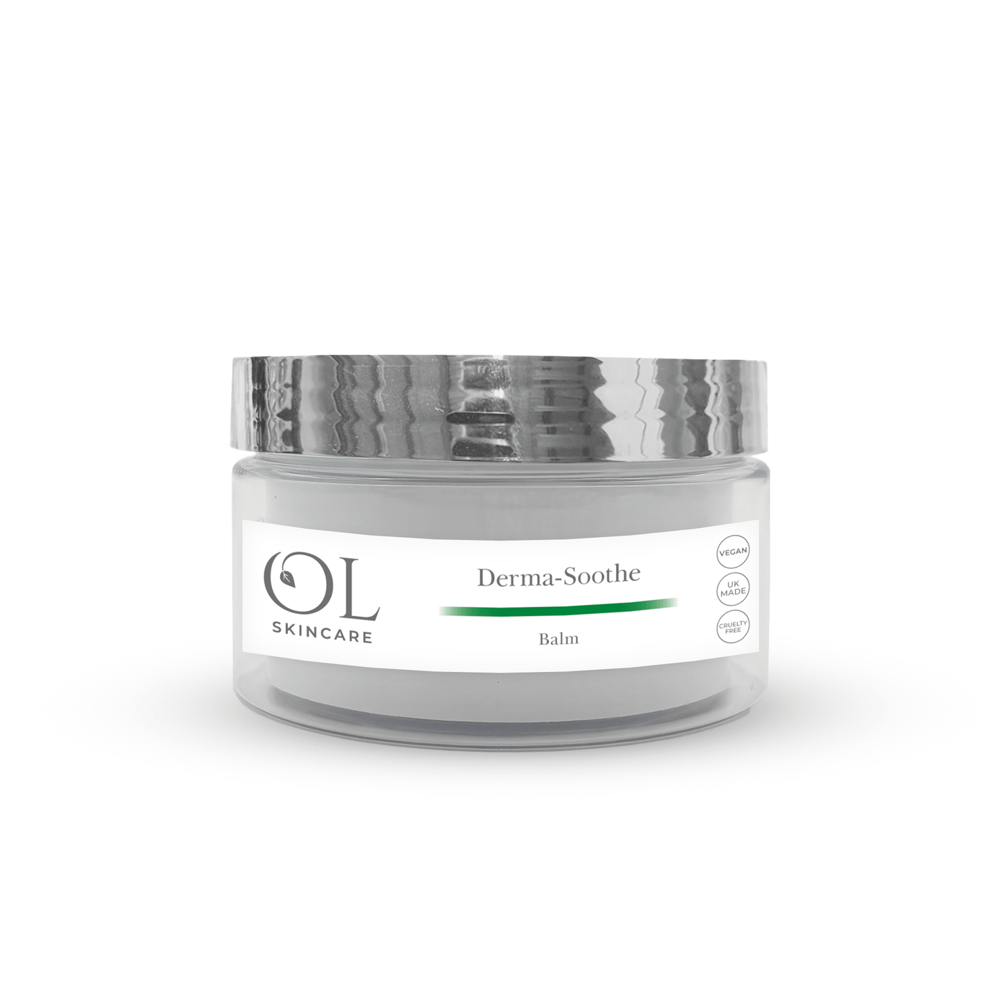 Jar of Derma-Soothe balm by OL Skincare on a white background