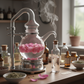 rose flower water being distilled 
